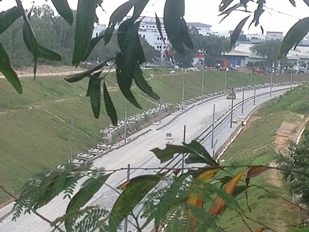 The rail track being constructed, taken from Persiaran Kerjaya, Glenmarie