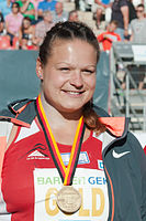 Christina Schwanitz, 2013 Vizeweltmeisterin, errang ihren ersten internationalen Titel