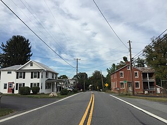 MD 75 through Johnsville 2016-09-20 16 20 51 View north along Maryland State Route 75 (Green Valley Road) at Molasses Road in Johnsville, Frederick County, Maryland.jpg
