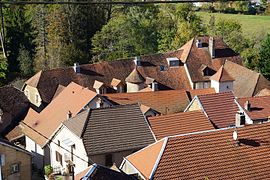 Habitat concentré du centre et toitures anciennes.