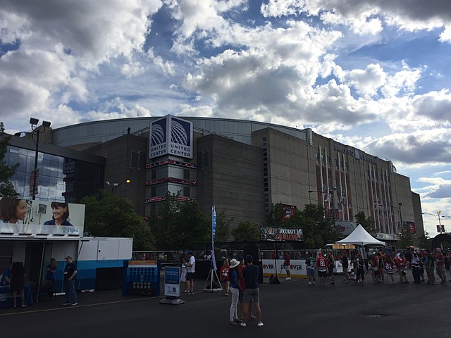 Exterior of the United Center during the draft