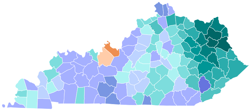 File:2019 Kentucky gubernatorial election Democratic primary results map by county.svg