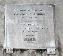 Plaque of the restitution 2496 - Venezia - Lapide (1866) in Calle larga del'Ascensione - Foto di Giovanni Dall'Orto, 30-Sept-2007.jpg