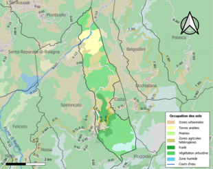 Barevná mapa znázorňující využití půdy.