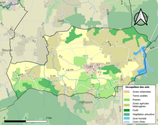 Barevná mapa znázorňující využití půdy.