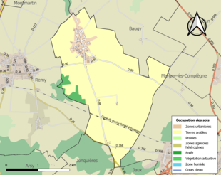 Carte en couleurs présentant l'occupation des sols.