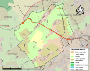 Barevná mapa znázorňující využití půdy.