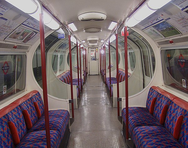 The interior of a Bakerloo line train