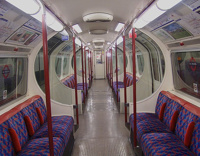 The interior of a Bakerloo line train
