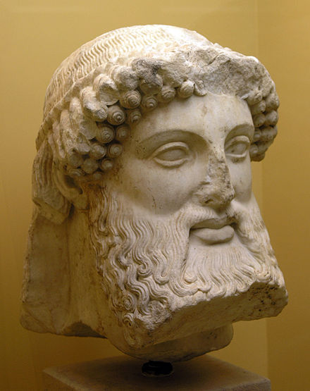 Archaic bearded Hermes from a herm, early 5th century BC.