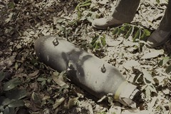 Unexploded Portuguese bomb in Canjambari, 1974.