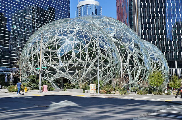 Image: Amazon Spheres from 6th Avenue, April 2020