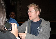 Rapp greeting fans following a 2009 performance of Rent