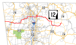 Karte der Arkansas State Route 12