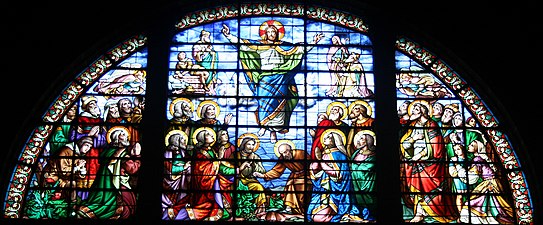 Vitrail de François Denis représentant l'Ascension du Christ.