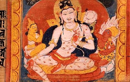 Avalokiteshvara Bodhisattva. Ashtasahasrika Prajnyaparamita Sutra manuscript from Nalanda's Pala period.