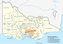 Map of LGAs in regional Victoria. Australia Victoria with LGA names.svg