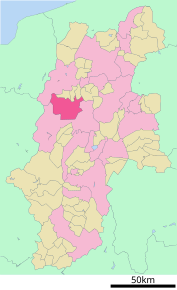 Poziția localității Azumino, Nagano