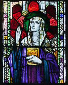 Ballylooby Church of Our Lady and St. Kieran North Transept East Window Detail Saint Ita 2012 09 08.jpg