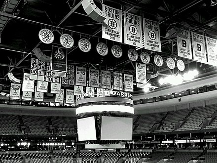 Banners of the Bruins' retired numbers hang at the Garden.