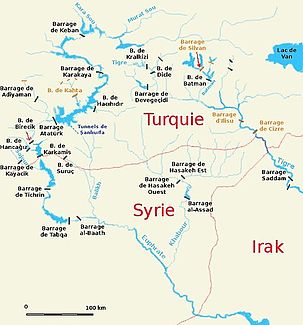 Parcours du Batman Çayı dans le système fluvial du Tigre (zone d'image en haut à droite)