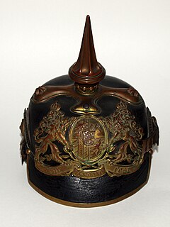 <span class="mw-page-title-main">Pickelhaube</span> Spiked helmet most commonly associated with the Prussian and Imperial German military