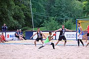 Deutsch: Beachhandball Europameisterschaften 2019 (Beach handball Euro); Tag 3: 4. Juli 2019 – Männer, Platzierungsrunde Gruppe III, Italien-Montenegro 2:0 (22:15, 18:7) English: Beach handball Euro; Day 3: 4 July 2019 – Men Consolation Round Group III – Italy-Montenegro 2:0 (22:15, 18:7)