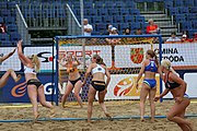 Deutsch: Beachhandball Europameisterschaften 2019 (Beach handball Euro); Tag 5: 6. Juli 2019 – Frauen, Halbfinale, Ungarn-Niederlande 2:0 (19:16, 15:12) English: Beach handball Euro; Day 5: 6 July 2019 – Semifinal Women – Hungary-Netherlands 2:0 (19:16, 15:12)