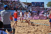 Deutsch: Beachhandball bei den Olympischen Jugendspielen 2018 in Buenos Aires; Tag 7, 13. Oktober 2018; Jungen, Halbfinale – Spanien-Kroatien 2:1 English: Beach handball at the 2018 Summer Youth Olympics in Buenos Aires at 13 October 2018 – Boys Semifinal – Spain-Croatia 2:1 Español: Handball de playa en los Juegos Olimpicos de la Juventud Buenos Aires 2018 en 13 de octubre de 2018 – Semifinales de chicos - España-Croacia 2:1