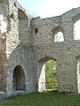 Stonework arches seen in a ruined stonework building - Burg Lippspringe, Germany