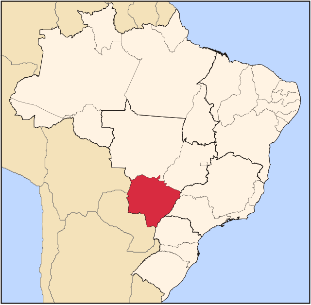 Мапа Бразилії з позначеним штатом Мату-Ґросу-ду-Сул