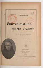 Victorine Brocher, Souvenirs d’une morte vivante, 1909    
