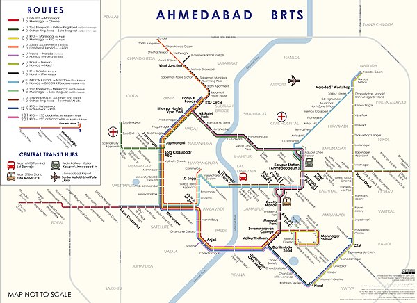 ahmeda brts route map Ahmedabad Bus Rapid Transit System Wikipedia ahmeda brts route map