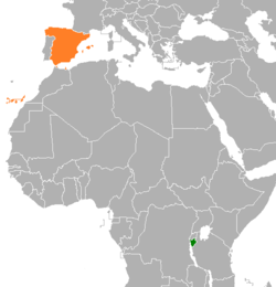 Map indicating locations of Burundi and Spain