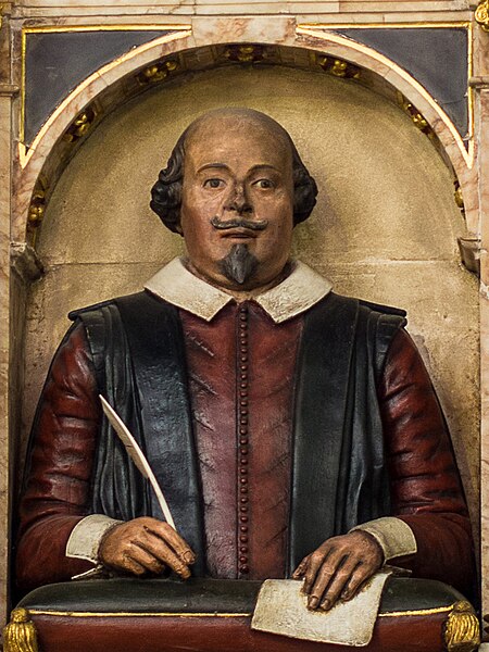 Bust of Shakespeare at Shakespeare's funerary monument