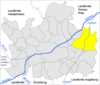 Location of the municipality of Buttenwiesen in the district of Dillingen on the Danube