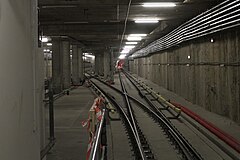 Komora rozjazdowa i łącznik z I linią za wschodnim końcem stacji