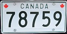 A Canadian plate used by the federal government. Canada Federal license plate 78579.jpg
