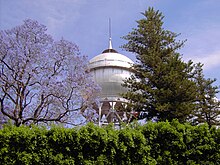 The bola de agua in Celaya; the water tower is an icon of the city.