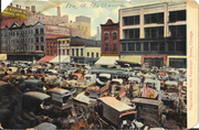 Haymarket square c. 1900 Chicago Postcard West Randolph Street (Front).png