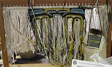 Chilkat weaving uses complex techniques to produce formlines Chilkat process.jpg