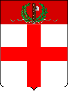 The chief of the lictor, upper section of coats of arms made mandatory for all municipalities, provinces and legal entities during the fascist regime Coat of Arms of Milan (1933-1944).svg