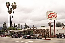 Das Googie-Gebäude von Corky's Restaurant.