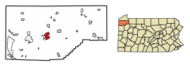 Crawford County Pennsylvania Incorporated and Unincorporated areas Meadville Highlighted.svg