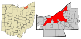 Cuyahoga County Ohio incorporated and unincorporated areas Cleveland highlighted.svg