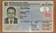 Peruvian Documento Nacional de Identidad. (2020 version, front) DNI peruano - frente (Modelo 2020).png