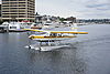 Kenmore Air floatplane arriving at a terminal on Lake Union