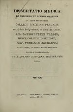 Thumbnail for File:Dissertatio medica de crisibus et diebus criticis - in usum alumnorum collegii medicinae peruanae, vulgó de la independecia, in civitate limana (IA 0242405.nlm.nih.gov).pdf