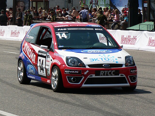 Dudukalo driving Touring-Light Ford Fiesta at Moscow City Racing 2008 show