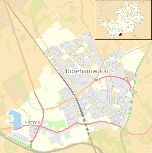 Elstree South is located in Elstree and Borehamwood